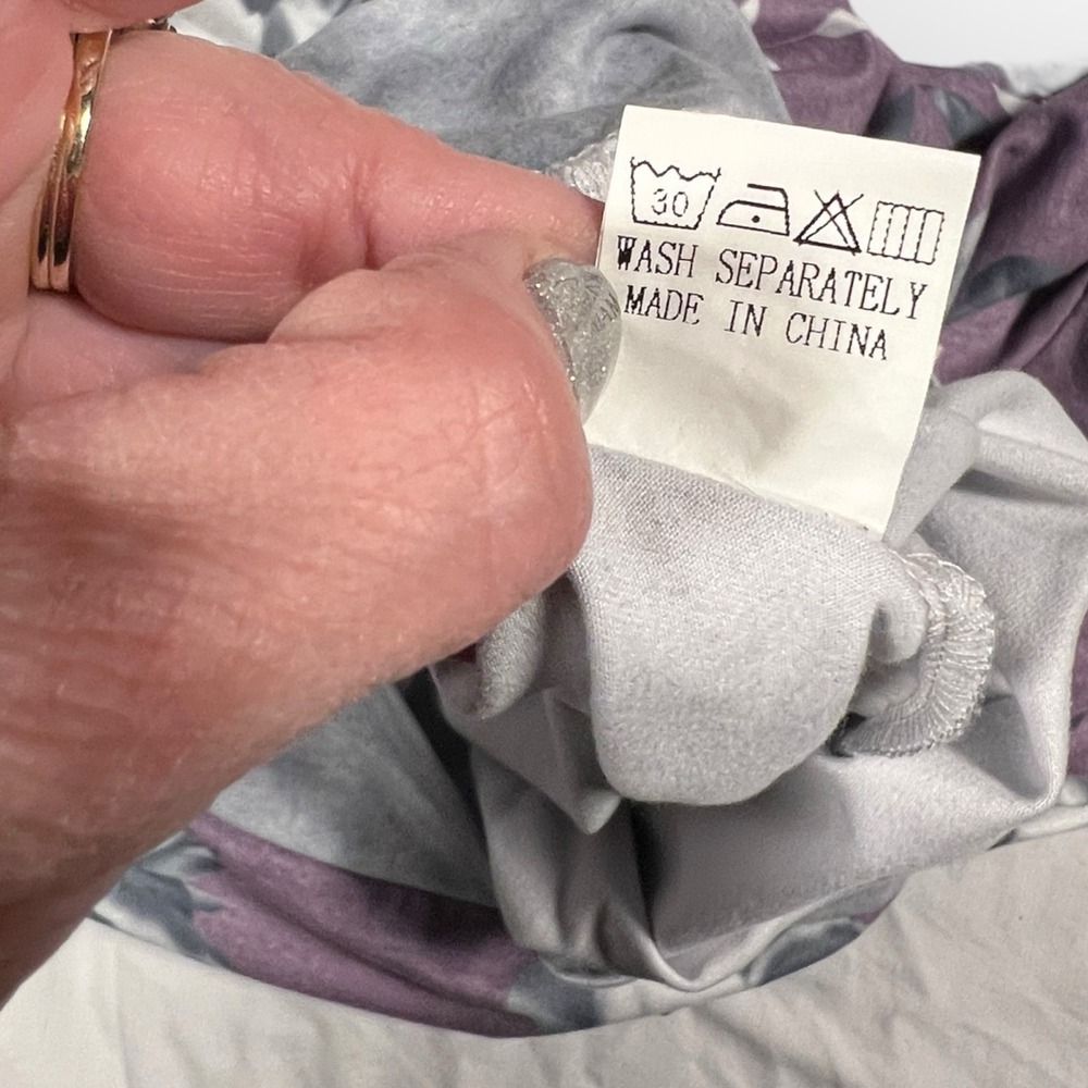 BARLVER‎ Hoodie Pullover Top Sz XL Lavender Black Gray Roses Super Soft Cozycore - Picture 9 of 12